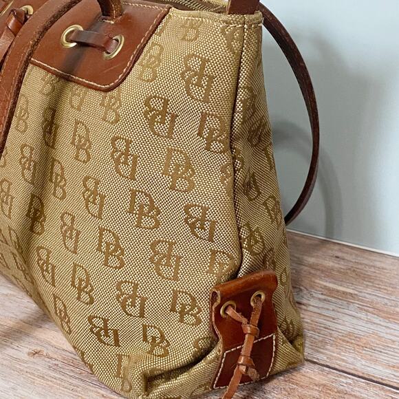 Vintage Dooney & Bourke Monogram Canvas Tote Bag with Leather Accents - Picture 6 of 12
